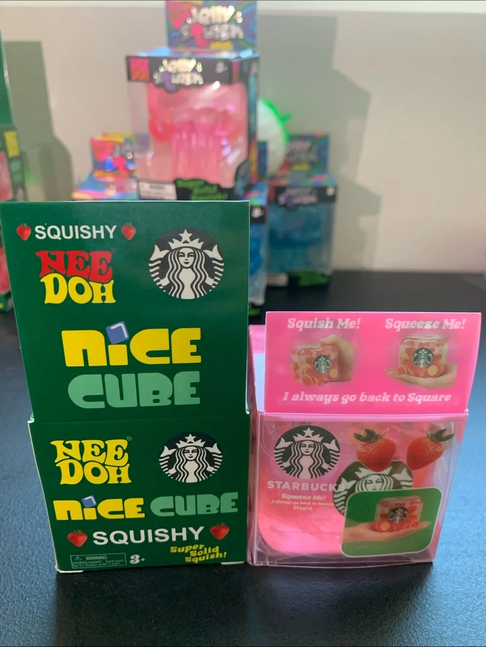 Starbucks x NeeDoh Nice Cube Squishy Set - Pink & Green